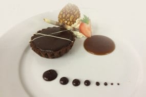 Triple Chocolate Tart with Caramel Sauce