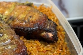 Our signature party Jollof rice and turkey