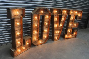 Rustic light-up love letters