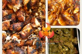 Jerk Chicken, Pepper Prawns , Curry Mutton