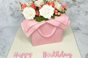 Flower basket cake with all handmade sugar flowers