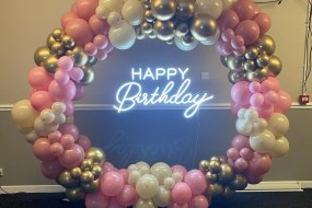 Balloon hoop & neon sign