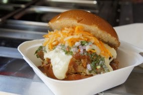 BBQ pulled pork, smoked cheese, chimmichurri, fermented carrot slaw
