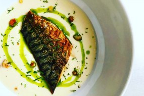 Tea smoked Mackerel Fish course