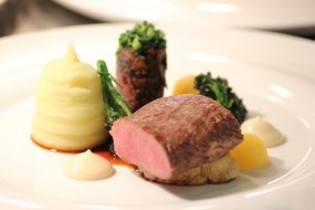 Roast loin of lamb, braised shoulder, pomme purée