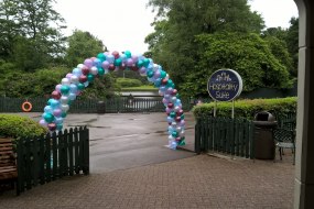 Balloon arch for corporate event at Alton Towers Hospitality Suite, Staffordshire
