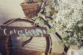 Bicycle, signs, milk churns and props