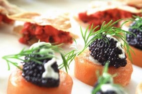 salmon and black caviar blinis canapes