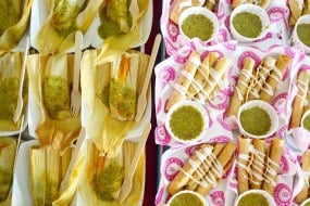 catering examples - vegan tamales and flats
