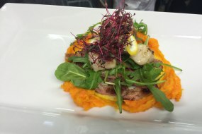 Pan fried scallops, butternut squash and rocket.