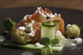 seared salmon with pickled veg