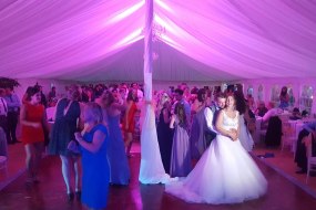Marquee Wedding with Violet Up Lights