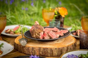 Beef presented at table