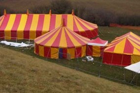 Colourful stripy tents and marquees for hire