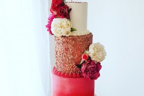 Rose Gold, Pink and Red Birthday Cake