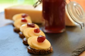 Cheddar with cranberry on pumpernickel