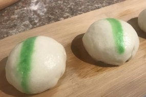 Vegan Chinese steamed bun filled with honey soy mushrooms