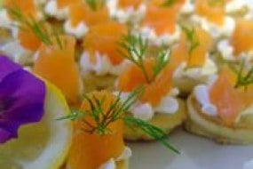 Blinis with creme fraiche and smoked salmon