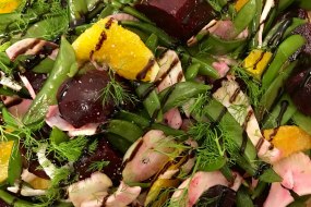 Roast beets charred fennel goats cheese and orange salad