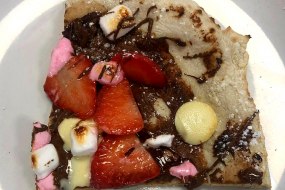 Sweet dessert pizza.