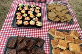 Selection of sweet treats, including gluten free vegan cupcakes