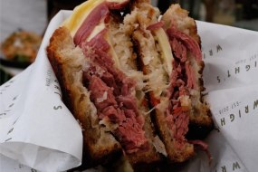 Homecured Salt Beef Reuben Sandwich on Organic Sourdough