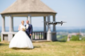 Drone image of a wedding