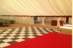 Large function for Hilton. Black and white dance floor. 15m wide marquee.