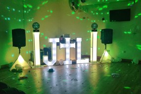 standard DJ wedding set up with Lettering