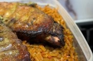 Our signature party Jollof rice and turkey