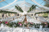 Clear roof frame marquee with voiles