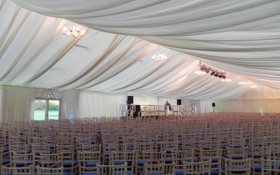 15m wide marquee with ivory linings for graduation ceremony