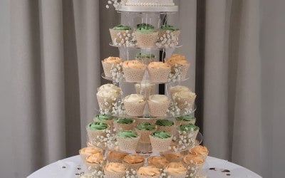 Top Tier Cake + Cupcake Tower