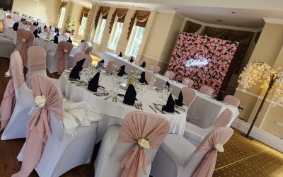 Flower wall, sash ans chair cover hire 