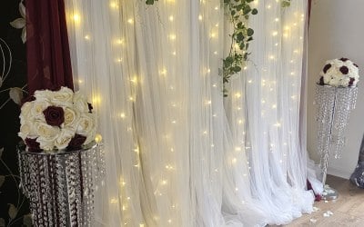 Bridal backdrop at home for pre wedding photos