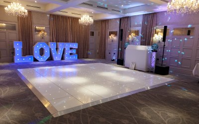 White LED Starlit Dance Floor and LED letters