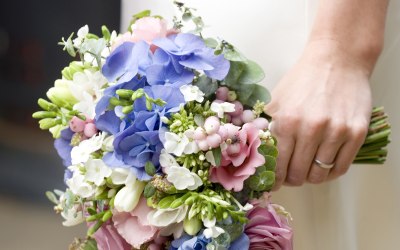 bridal bouquet with hydrangeas