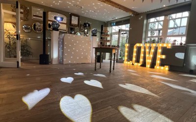 Wedding set up with LOVE Letters 