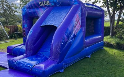 Our disco club is a bouncy castle and slide combo! 