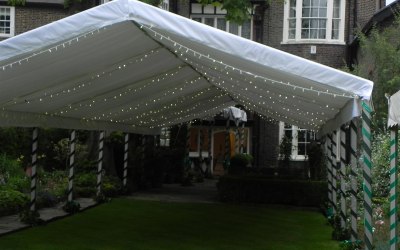 Lined canopy for summer garden party