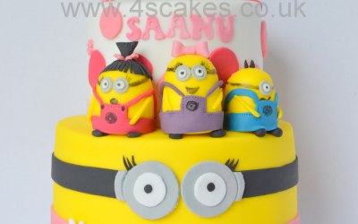 Two tier Minion Birthday cake made by 4S Cakes bromley wedding cake makers 