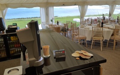 Fantastic views from the bar at this marquee wedding on the Cornish coast