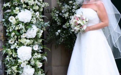 Wedding pillar flowers and arrangements