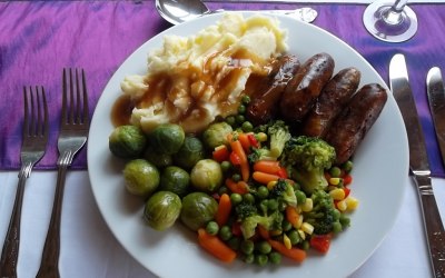Sausage-Mash and Mixed Vegetables