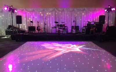 White Starlit Dance Floor, Draping, Lighting & Sound for a Wedding