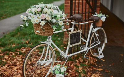 Bride and Groom tandem bike photo prop
