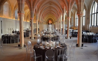 Gala dinner in cathedral like space