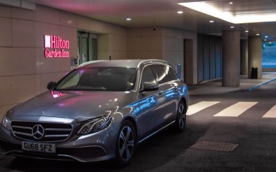 Mercedes E class estate at Heathrow hotel drop off