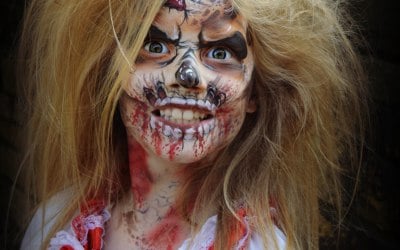 Zombie girl face paint special fx make up artist MUA littlestarfaces 
