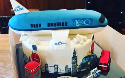 Bespoke KLM Airplane cake celebrating 100 years..